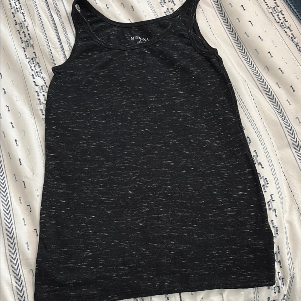Merona Black w/ heathered gray/white Fitted Sleeveless Tank Top